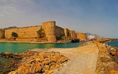 Kyrenia, antigua fortaleza, mar, puerto, Chipre