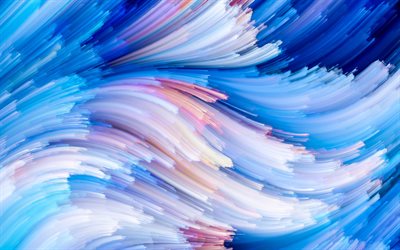 sininen aaltoja, 4k, art, abstrakti aallot, k&#228;yr&#228;t, luova, linjat