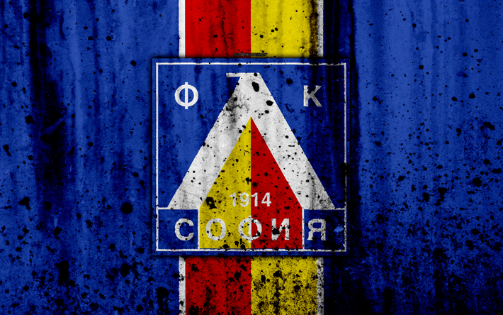 4k, FC Levski, grunge, Parva Lig, futbol, futbol kul&#252;b&#252;, Bulgaristan, Levski, yeni logo, resim, taş doku, Levski FC