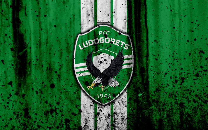 4k, FC Ludogorets, grunge, Parva Liga, calcio, football club, Bulgaria, Ludogorets, logo, arte, pietra, texture, Ludogorets FC