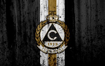4k, FC Slavia Sofia, grunge, Parva Liga, soccer, football club, Bulgaria, Slavia Sofia, logo, art, stone texture, Slavia Sofia FC