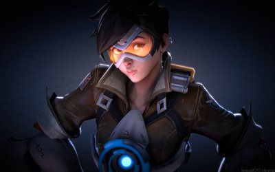 Tracer, characters, cyber warrior, art, Overwatch