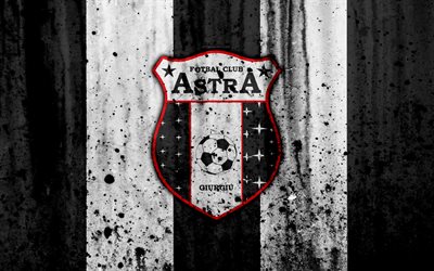4k, FC Astra, grunge, Romanian league, Liga I, soccer, football club, Romania, Astra, logo, stone texture, Astra FC