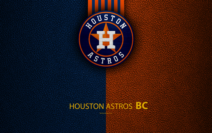 هيوستن أستروس, 4K, البيسبول الأميركي النادي, القسم الغربي, جلدية الملمس, شعار, MLB, هيوستن, تكساس, الولايات المتحدة الأمريكية, دوري البيسبول
