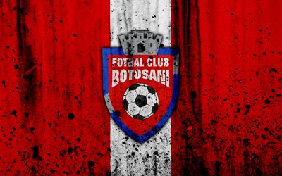 4k, FC Botosani, grunge, rumeno League, liga I, il calcio, il football club, Romania, Botosani, logo, pietra, texture