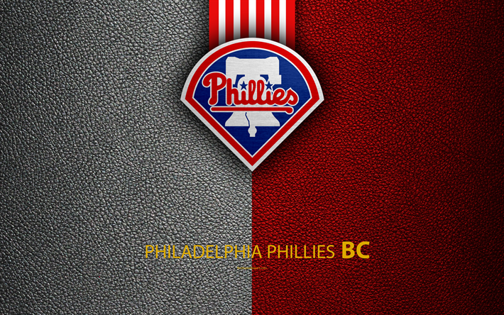 Philadelphia Phillies, 4K, Divis&#227;o Leste, Americana de beisebol clube, textura de couro, logo, MLB, Filad&#233;lfia, Pensilv&#226;nia, EUA, Major League Baseball, emblema
