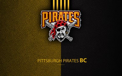Pittsburgh Pirates, 4K, Ulusal Lig, Amerikan beyzbol kul&#252;b&#252;, deri doku, logo, HABERLER, Pittsburgh, Pensilvanya, AMERİKA Birleşik Devletleri, Major League Baseball, amblemi