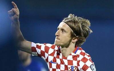 Luka Modric, 4k, footballers, Croatian National Team, football, soccer