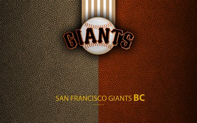 San Francisco Giants, 4K, Major League Baseball, American baseball club, leather texture, logo, MLB, San Francisco, California, USA, emblem