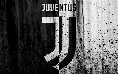 Juventus, 4k, nya logotyp, Serie A, Juventus FC, Italien, sten struktur, nya Juventus logotyp, Juve, fotboll