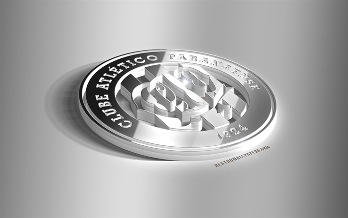 Atletico Paranaense, 3D steel logo, Brazilian football club, 3D emblem, Curitiba, Paran&#225;, Brazil, Atletico-PR metal emblem, Serie A, football, creative 3d art
