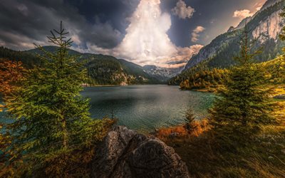 mountain lake, forest, autumn, mountain landscape, autumn landscape, HDR, Austria