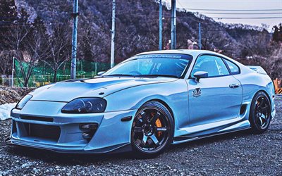Toyota Supra, tuning, HDR, japanese cars, Supra with black wheels, Toyota