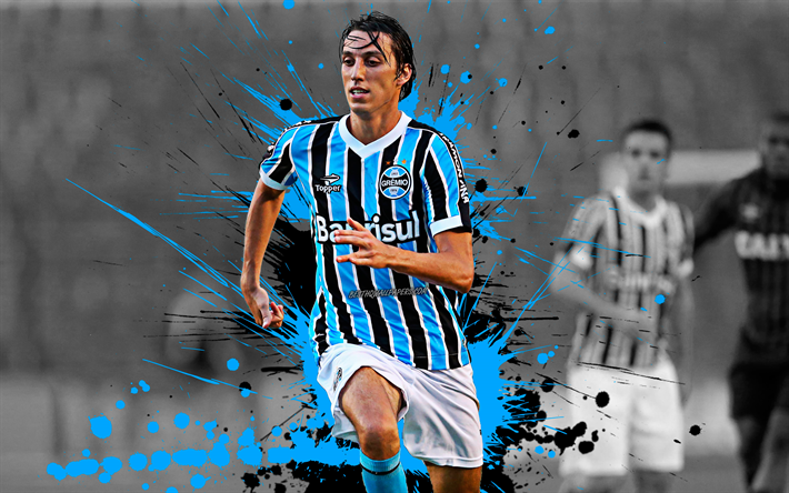 pedro geromel, der blaue und schwarze flecken, gremio fc, brasilianischer fu&#223;ballspieler, fu&#223;ball, pedro ton geromel, brasilianische serie a, grunge, brasilien