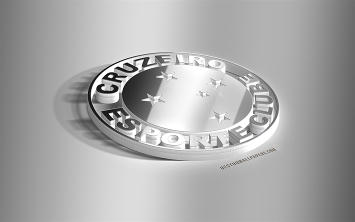 Cruzeiro Esporte Clube, 3D steel logo, Brazilian football club, 3D emblem, Belo Horizonte, Minas Gerais, Brazil, Cruzeiro EC metal emblem, Serie A, football, creative 3d art, Cruzeiro FC