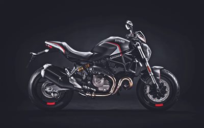 4k, Ducati Monster 821 Sigilo, la oscuridad, 2019 motos, moto gp, superbikes, Ducati Monster, italiano de motocicletas, Ducati