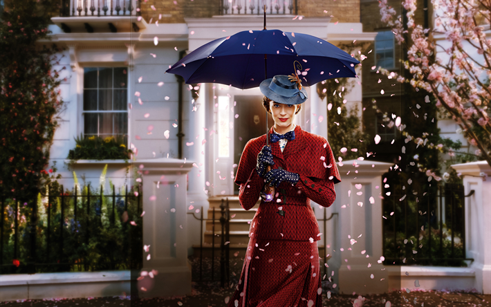 Mary Poppins Devuelve, 4k, Emily Blunt, 2018 pel&#237;cula, Mary Poppins, cartel