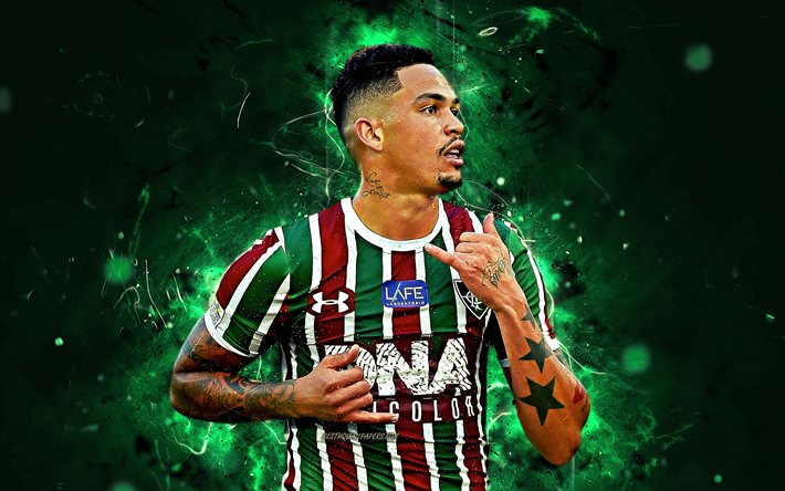 Luciano, goal, brazilian footballers, Fluminense FC, soccer, Brazilian Serie A, Luciano da Rocha Neves, football, forward, neon lights, Brazil