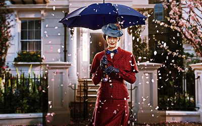 Mary Poppins Returns, 2018, 4k, poster, promotional materials, main character, Emily Blunt