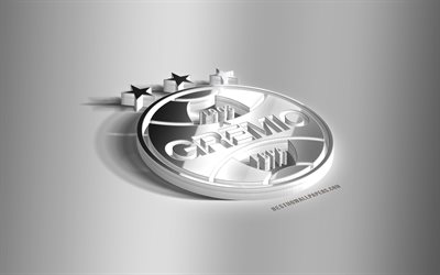 Gremio FC, 3D de acero logotipo de brasil, club de f&#250;tbol, 3D emblema, Porto Alegre, Rio Grande do Sul, Brasil, del Gremio emblema de metal, de la Serie a, el f&#250;tbol, el creativo arte 3d