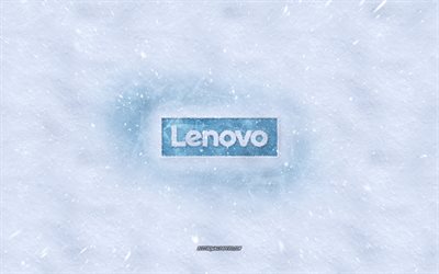 Lenovo-logo, talvi k&#228;sitteit&#228;, luminen rakenne, lumi tausta, Lenovo tunnus, talven taidetta, Lenovo