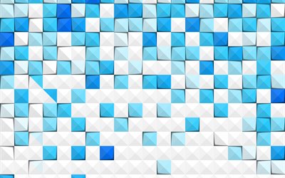 Mosaico blu astrazione, astrazione Blu di sfondo, mosaico, texture, creativo di mosaico blu di sfondo, mosaico 3d texture