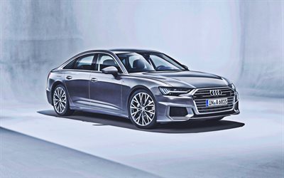 Audi A6, 4k, voitures de luxe, en 2019, voitures, gris A6, 2019 Audi A6, voitures allemandes, Audi