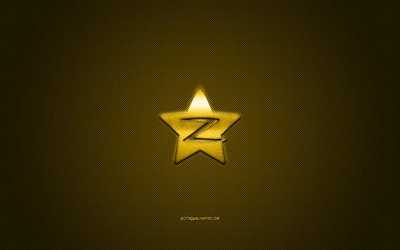 Qzone, sosyal medya, Qzone sarı logosu, sarı karbon fiber arka plan, Qzone logosu, Qzone amblemi