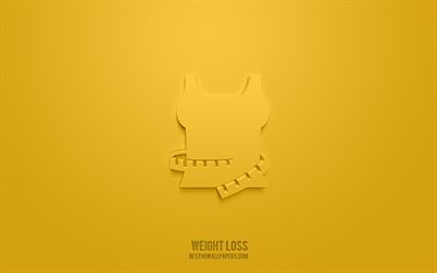 Weight loss 3d icon, yellow background, 3d symbols, Weight loss, Health icons, 3d icons, Weight loss sign, Health 3d icons
