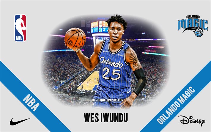 Wes Iwundu, Orlando Magic, American Basketball Player, NBA, portrait, USA, basketball, Amway Center, Orlando Magic logo