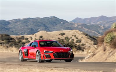 Audi R8 V10 performance, road, 2020 cars, supercars, desert, 2020 Audi R8, german cars, Audi
