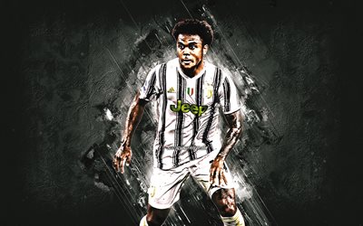 Weston McKennie, Juventus FC, American football player, portrait, gray stone background, Serie A, football