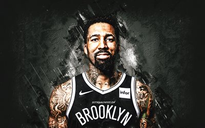 Wilson Chandler, Brooklyn Nets, NBA, American Basketball Player, Black Stone Background, Basketball