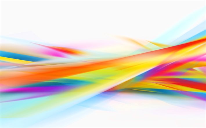 colorful 3D lines, 4k, artwork, colorful rays, white backgrounds, 3D art