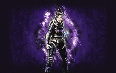 Wraith, Apex Legends, purple stone background, portrait, Apex Legends characters, Wraith Legend, legends from Apex