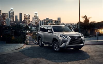 Lexus GX, 2021, front view, exterior, silver SUV, new silver GX, Japanese cars, Lexus