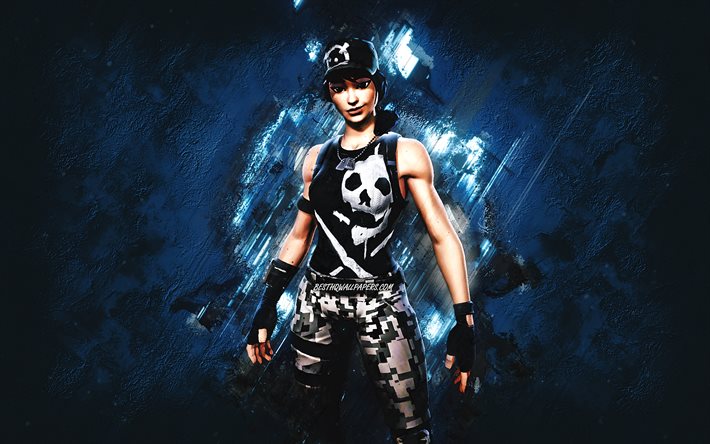 Fortnite Survival Specialist Skin, Fortnite, main characters, blue stone background, Survival Specialist, Fortnite skins, Survival Specialist Skin, Survival Specialist Fortnite, Fortnite characters