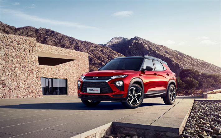 Chevrolet Blazer, 2021, front view, exterior, red crossover, new red Blazer, american cars, Chevrolet