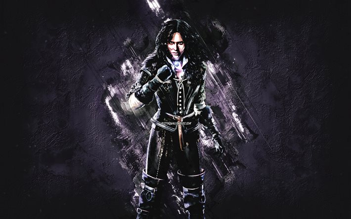 Yennefer z Vengerbergu, The Witcher, portrait, purple stone background, The Witcher characters