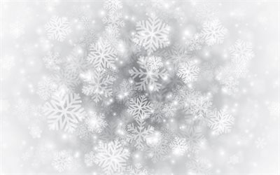 winter texture with snowflakes, 4k, winter background, white snowflakes, Christmas texture, background with snowflakes, white winter texture