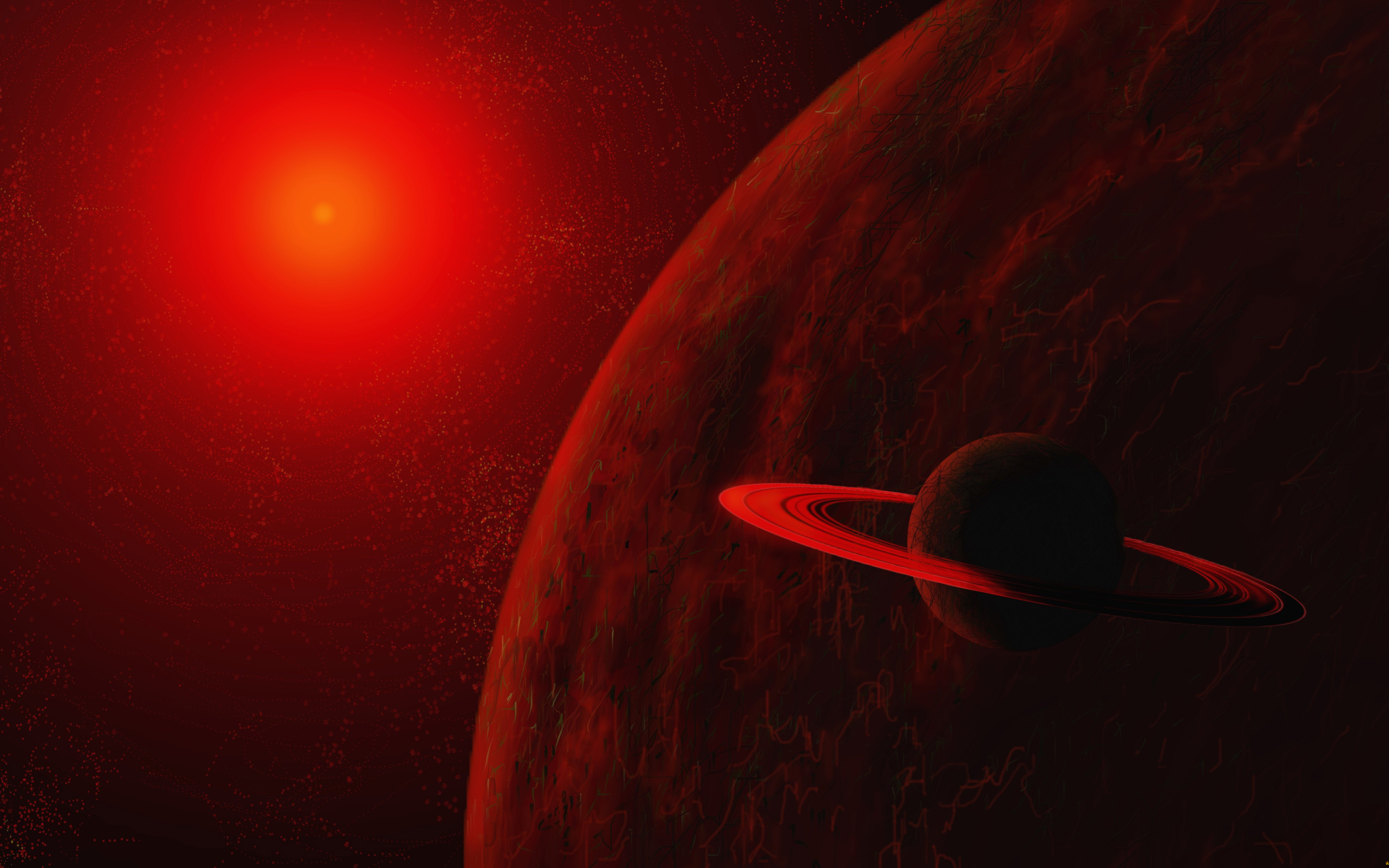 ダウンロード画像 赤い惑星 土星 4k 3dアート 小惑星 小宇宙 星雲 惑星 レッドスター 画面の解像度 3840x2400 壁紙 デスクトップ上