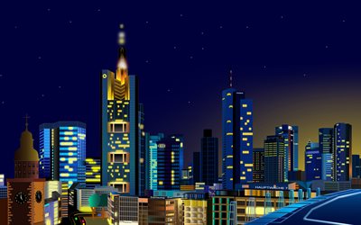 abstract skyline cityscape, 4k, buidings, abstract nightscapes, metropolis, cityscapes minimalism, creative, abstract cityscapes
