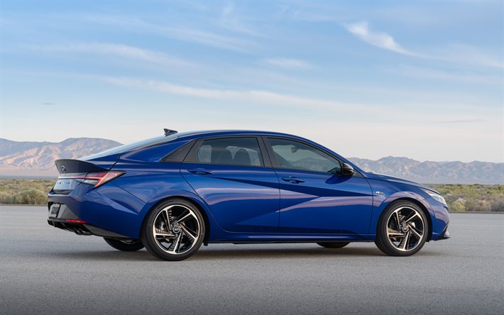 hyundai elantra n line, 2020, au&#223;enansicht, seitenansicht, neuer blauer elantra, koreanische autos, hyundai