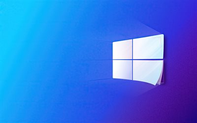 Logo blanc Windows 10, fond bleu, logo Windows, feuilles de papier, logo papier Windows, syst&#232;me d&#39;exploitation, Windows