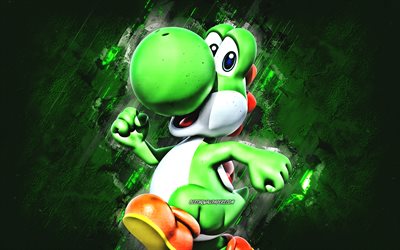 Download Wallpapers Yoshi Super Mario Mario Party Star Rush Characters Blue Stone Background Super Mario Main Characters Yoshi Super Mario Green 3d Dinosaur For Desktop Free Pictures For Desktop Free