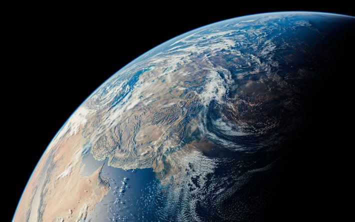 Terre, vue depuis l&#39;espace, Asie, continents, vue de la Terre depuis l&#39;espace, syst&#232;me solaire