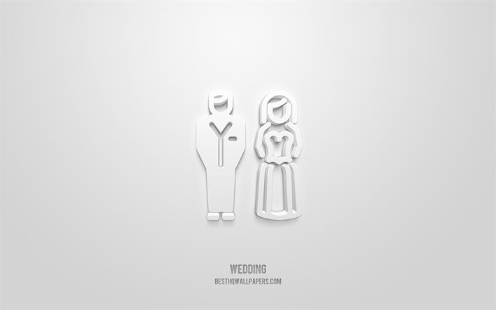 Wedding couple 3d icon, white background, 3d symbols, Wedding couple, Wedding icons, 3d icons, Wedding couple sign, Wedding 3d icons
