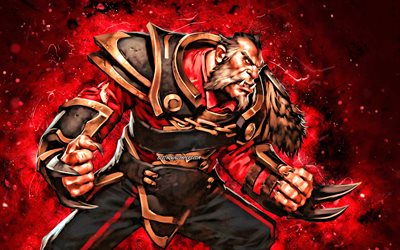 Lycan, 4k, n&#233;ons rouges, jeux 2020, Dota 2, monstre, personnages Dota 2, Guide Lycan, Fortnite, Lycan Dota 2