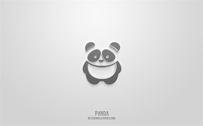 lustiges panda-3d-symbol, wei&#223;er hintergrund, 3d-symbole, lustiger panda, tier-symbole, lustiges panda-zeichen, tier-3d-symbole, panda-3d-symbol