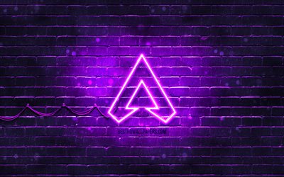 Apex Legends violet logo, 4k, violet brickwall, Apex Legends logo, 2020 games, Apex Legends neon logo, Apex Legends